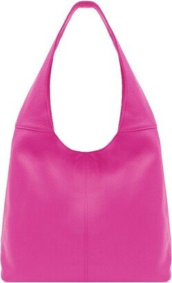 Sostter Fuchsia Soft Pebbled Leather Hobo Bag | Baedr