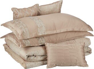Gracie Mills 7-pc Ava Chenille Jacquard Comforter Set, Taupe - King