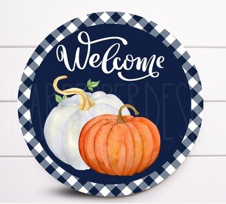 Wreath Sign, Fall Welcome Navy Blue Pumpkin Sugar Pepper Designs, Sign For Wreath, Supplies & Decor