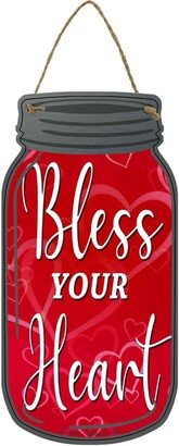 Bless Your Heart Red Novelty Metal Mason Jar Sign