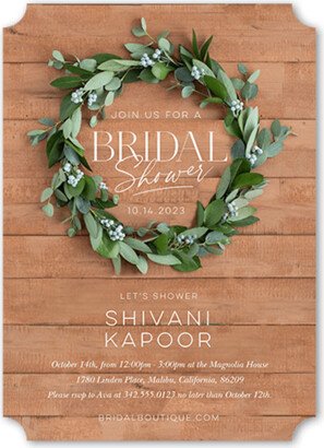 Bridal Shower Invitations: Winsome Wreath Bridal Shower Invitation, Brown, 5X7, Matte, Signature Smooth Cardstock, Ticket