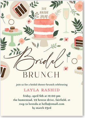 Bridal Shower Invitations: Beautiful Brunch Bridal Shower Invitation, Beige, 5X7, Matte, Signature Smooth Cardstock, Square