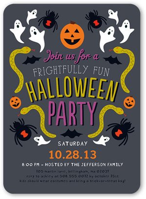 Halloween Invitations: Frightfully Fun Halloween Invitation, Grey, Standard Smooth Cardstock, Rounded