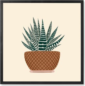 Photo Tiles: Cactus In Pot - Neutral Photo Tile, Black, Framed, 8X8, Beige