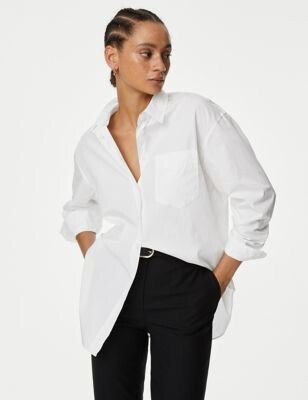 Pure Cotton Oversized Girlfriend Style Longline Shirt