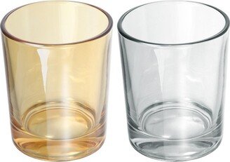 Unique Bargains Bathroom Toothbrush Tumblers Glass Cup for Bathroom Kitchen Color Smoke Gray Amber 4.92''x3.03'' 2pcs