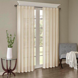 Gracie Mills 2-pc Harper Solid Crushed Window Curtain Panel Pair, Cream - 42x84