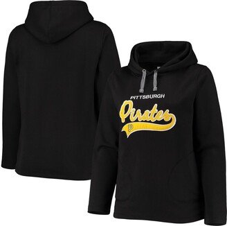 Women's Soft as a Grape Black Pittsburgh Pirates Plus Size Side Split Pullover Hoodie