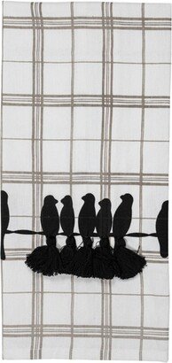 Birds On a Wire Black Cotton Tea Towel