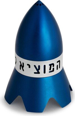 Modern Judaica Rocket Shaped Aluminum Salt Shaker - Sabbath Tableware With Hebrew Blessing