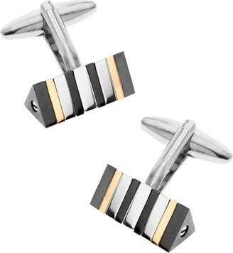 Sutton Stainless Steel Multi-Tone Twisting Pyramid Cufflinks