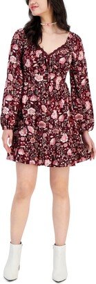 Juniors' Lace-Trim Ruffled-Hem Dress