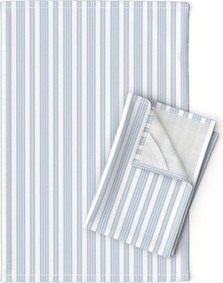 Pale Stripe Tea Towels | Set Of 2 - French Ticking By Peacoquettedesigns Nursery Pinstripe Linen Cotton Spoonflower