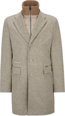 Slim-fit coat in wool blend with zip-up inner