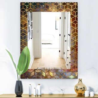 Designart 'Capital Gold Honeycomb 9' Modern Mirror - Frameless Printed Wall Mirror