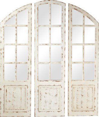 SONOMA SAGE HOME White Wood Windowpane Inspired 3-Panel Wall Mirror