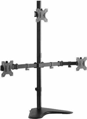 Triple Monitor Mount – Freestanding Monitor Arm with 3 Adjustable VESA Mounts – Black –