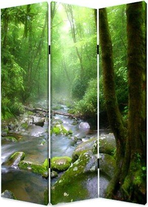 3 Panel Foldable Canvas Screen with Rainforest Print - 72 H x 2 W x 48 L Inches