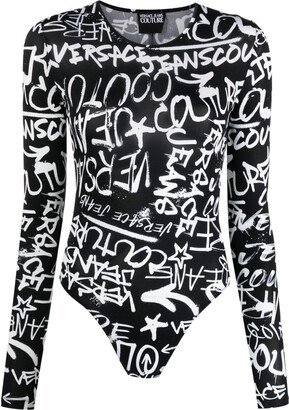 Graffiti-Print Jersey Bodysuit