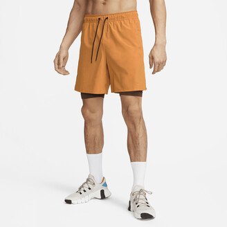 Men's Unlimited Dri-FIT 7 2-in-1 Versatile Shorts in Orange