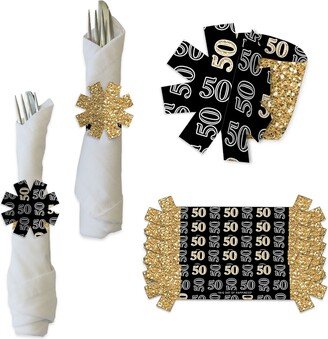 Adult 50Th Birthday - Gold Party Paper Napkin Holder Rings Set Of 24