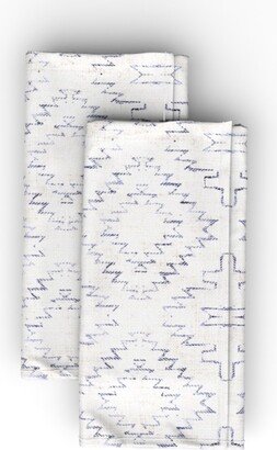 Cloth Napkins: Sedona French Linen Geo - Neutral Cloth Napkin, Longleaf Sateen Grand, Gray