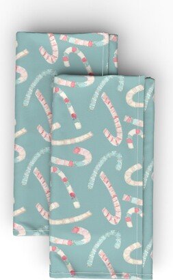 Cloth Napkins: Candy Canes On Frost Cloth Napkin, Longleaf Sateen Grand, Blue