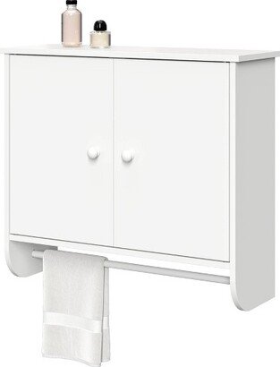 Two Door Wall Mounted Cabinet with Towel Bar White