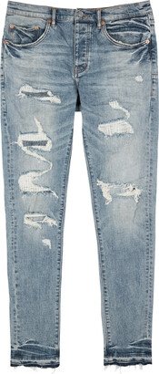 Brand Distressed Slim-leg Jeans