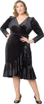 Women's Plus Size Viola Velvet Long Sleeve Wrap Dress