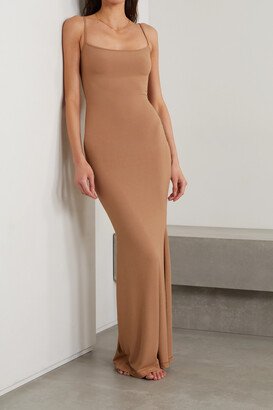 Soft Lounge Ribbed Stretch-modal Slip Dress - Camel