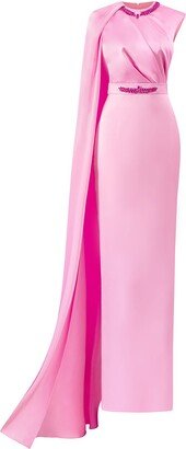 I.h.f Atelier One-Shoulder Cape Draped Silk Dress