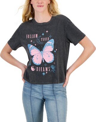 Juniors' Follow Your Dreams Butterfly T-Shirt