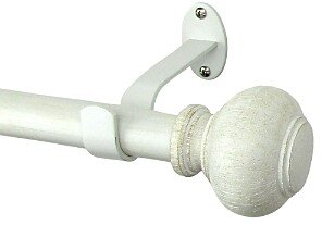 Rhinebeck Adjustable Curtain Rod with Faux Wood Ball Finials, 28-48