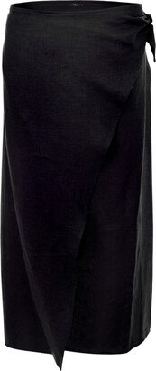 Oh!Zuza Night&Day Linen Wrap Skirt - Black Plus Size