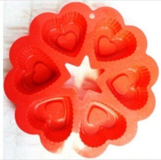 Red Silicone Heart Circle Shaped Cake Baking Mold