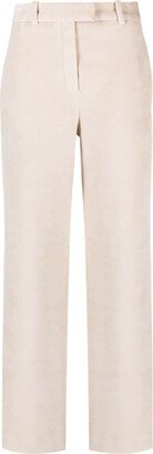 Wide leg cotton blend trousers