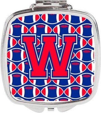 CJ1076-WSCM Letter W Football Harvard Crimson & Yale Blue Compact Mirror