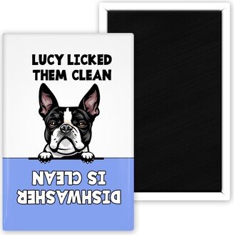 Peeking Boston Terrier Personalized Dishes Are Clean Dog Licked Them Dishwasher Magnet
