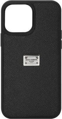 Calfskin iPhone 13 Pro Max cover with logo tag