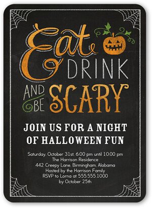 Halloween Invitations: Creepy Cobwebs Halloween Invitation, Black, Standard Smooth Cardstock, Rounded