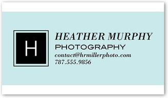Business Cards: Initial Block Calling Card, Blue, Matte, Signature Smooth Cardstock
