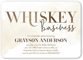 Bachelorette Party Invitations: Whiskey Business Bachelor Party Invitation, Beige, 5X7, Matte, Signature Smooth Cardstock, Rounded