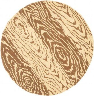 Martha Stewart Collection Layered Faux Bois MSR4534A Brown 4' x 4' Round Area Rug