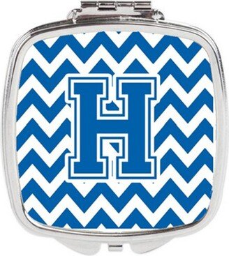 CJ1056-HSCM Letter H Chevron Blue & White Compact Mirror