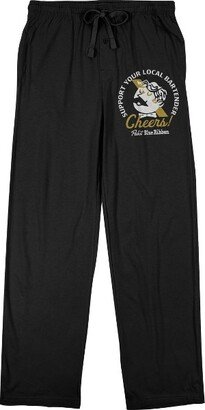 Pabst Blue Ribbon Cheers World Logo Men's Black Sleep Pajama Pants-3XL