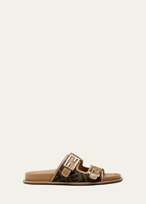 FF Jacquard Dual Buckle Slide Sandals