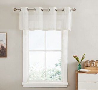 Abbey Faux Linen Textured Semi Sheer Privacy Light Filtering Transparent Thick Half Short Grommet Curtain Valance Topper For Small Windows Livi