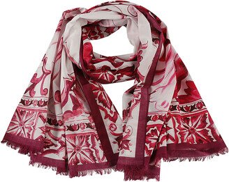 Printed Fringed Scarf-AA