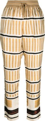 Stripe-Print Cropped Trousers